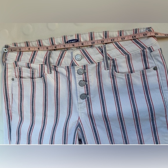 Old Navy | High Waist Button Fly Blue & Red Stripe Shorts Size 10 - Picture 7 of 7